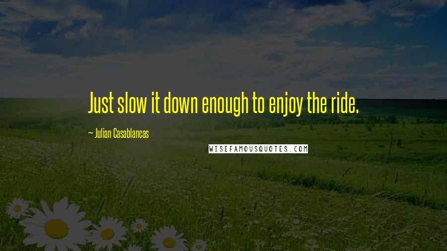 Julian Casablancas Quotes: Just slow it down enough to enjoy the ride.