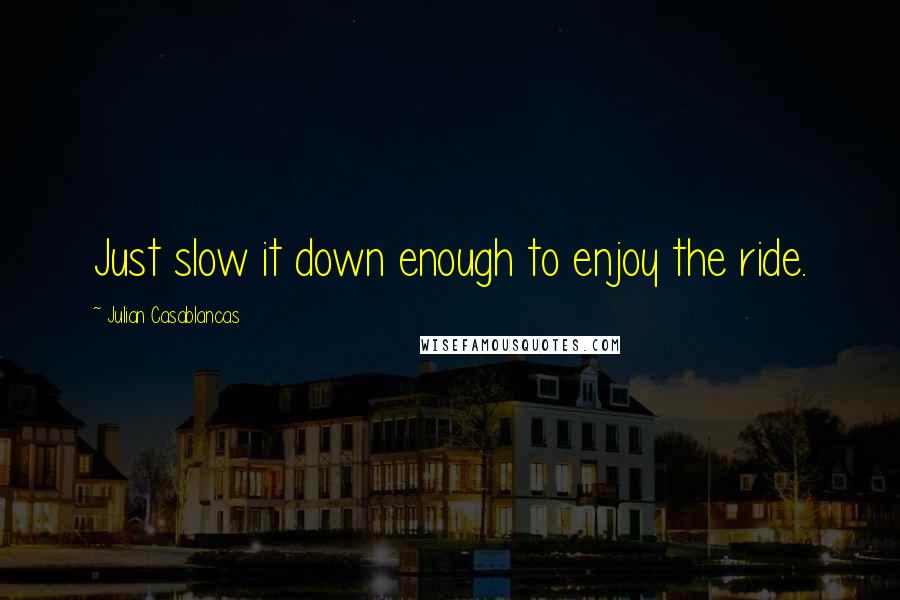 Julian Casablancas Quotes: Just slow it down enough to enjoy the ride.