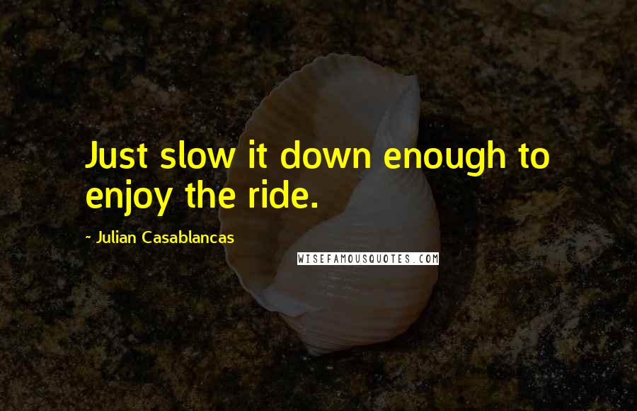 Julian Casablancas Quotes: Just slow it down enough to enjoy the ride.