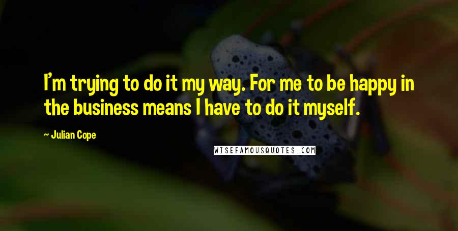 Julian Cope Quotes: I'm trying to do it my way. For me to be happy in the business means I have to do it myself.