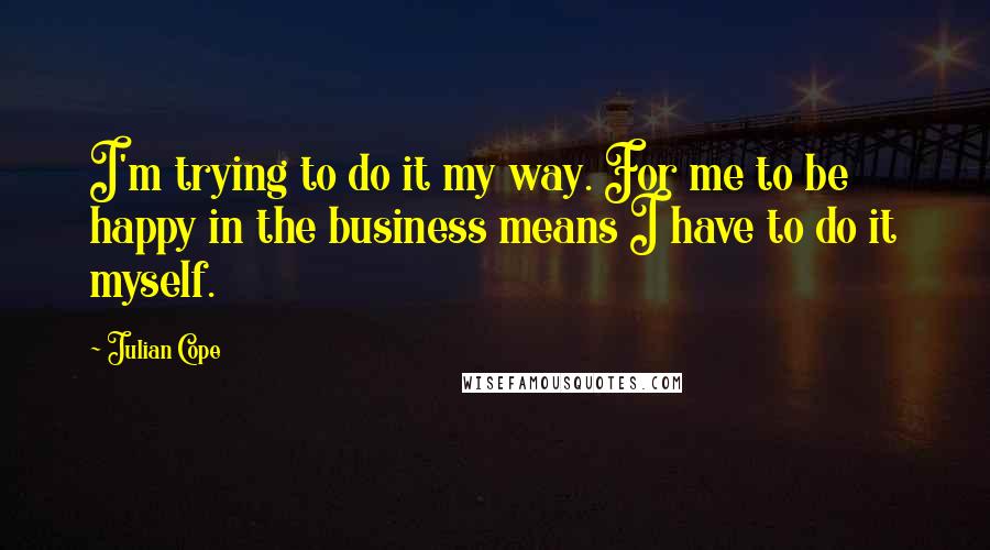Julian Cope Quotes: I'm trying to do it my way. For me to be happy in the business means I have to do it myself.