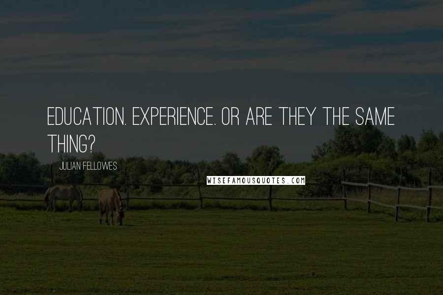 Julian Fellowes Quotes: Education. Experience. Or are they the same thing?