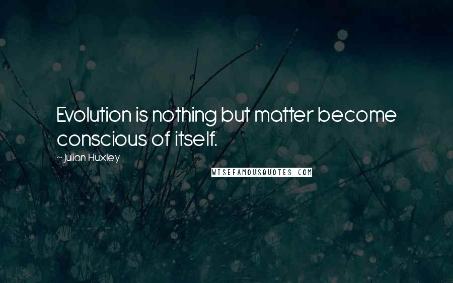 Julian Huxley Quotes: Evolution is nothing but matter become conscious of itself.