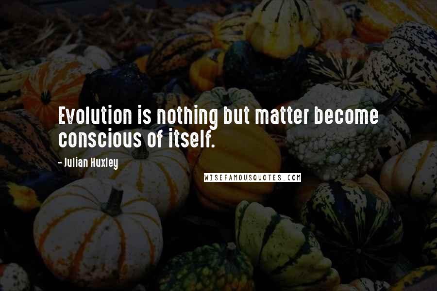 Julian Huxley Quotes: Evolution is nothing but matter become conscious of itself.