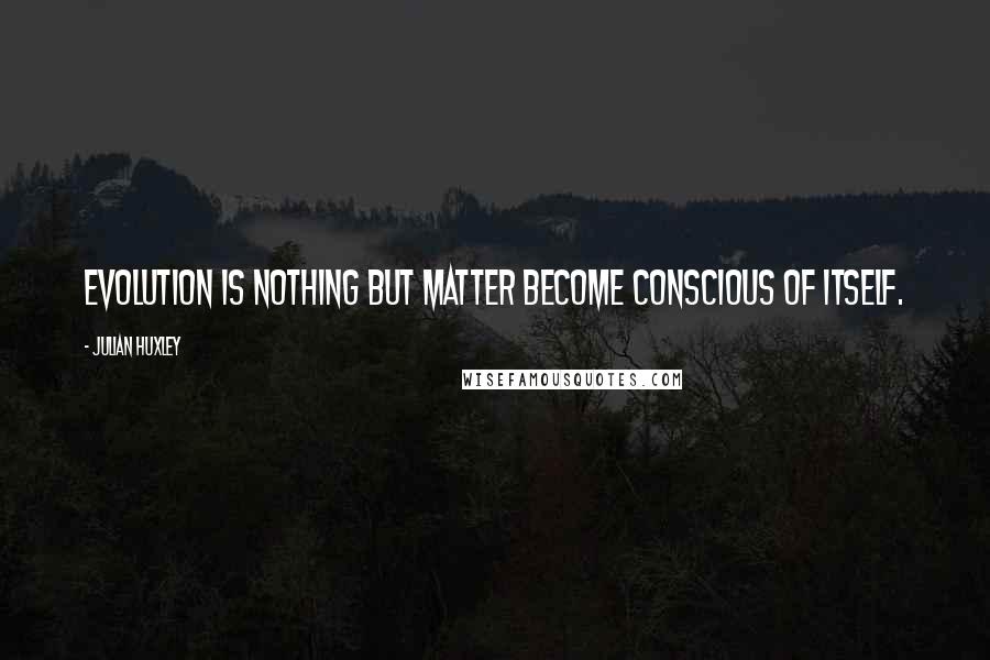 Julian Huxley Quotes: Evolution is nothing but matter become conscious of itself.