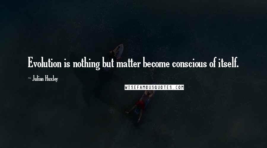 Julian Huxley Quotes: Evolution is nothing but matter become conscious of itself.