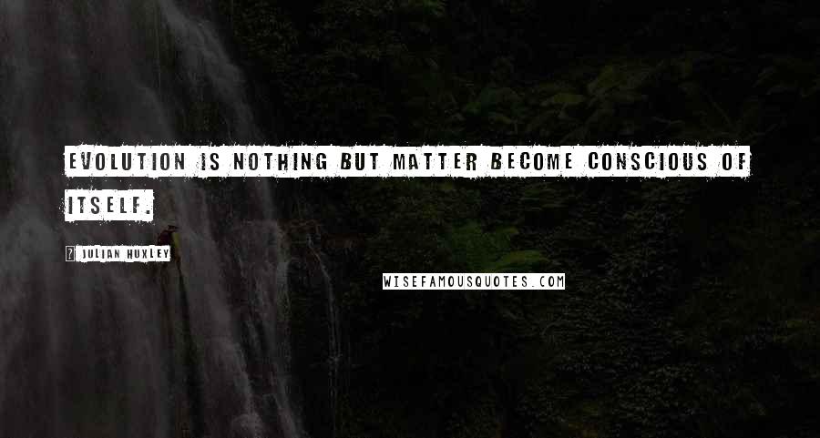 Julian Huxley Quotes: Evolution is nothing but matter become conscious of itself.