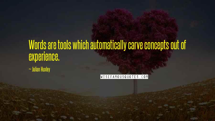 Julian Huxley Quotes: Words are tools which automatically carve concepts out of experience.