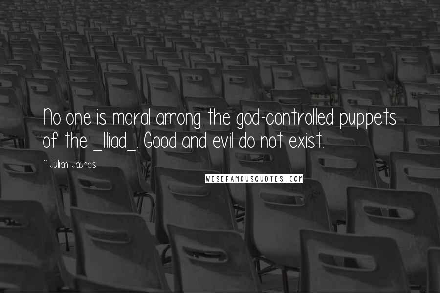 Julian Jaynes Quotes: No one is moral among the god-controlled puppets of the _Iliad_. Good and evil do not exist.