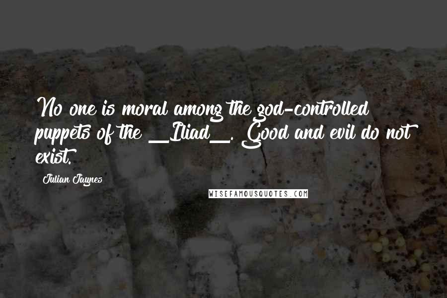 Julian Jaynes Quotes: No one is moral among the god-controlled puppets of the _Iliad_. Good and evil do not exist.