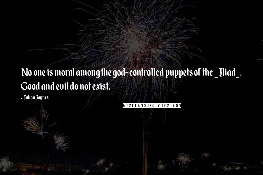 Julian Jaynes Quotes: No one is moral among the god-controlled puppets of the _Iliad_. Good and evil do not exist.