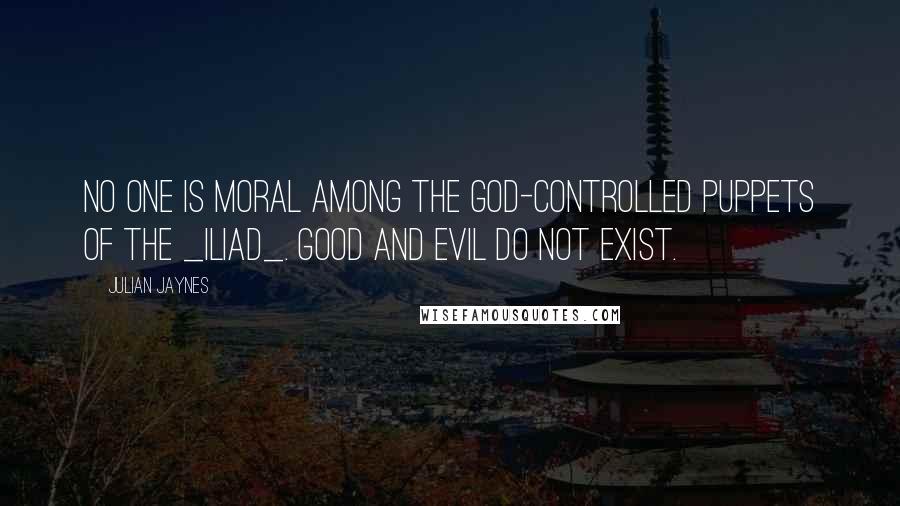 Julian Jaynes Quotes: No one is moral among the god-controlled puppets of the _Iliad_. Good and evil do not exist.