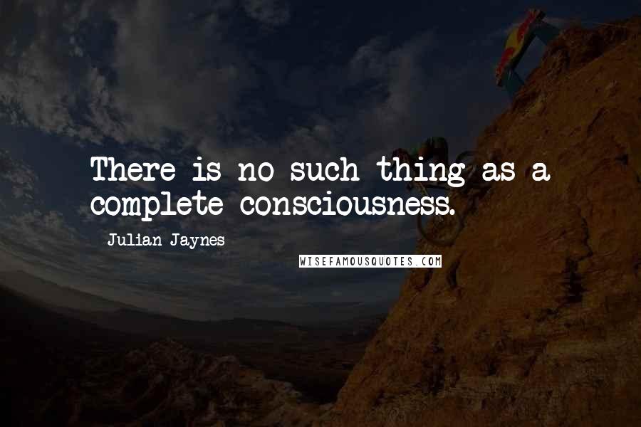 Julian Jaynes Quotes: There is no such thing as a complete consciousness.