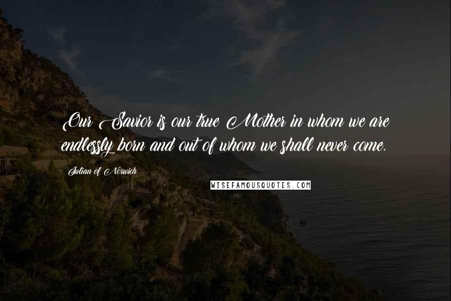 Julian Of Norwich Quotes: Our Savior is our true Mother in whom we are endlessly born and out of whom we shall never come.