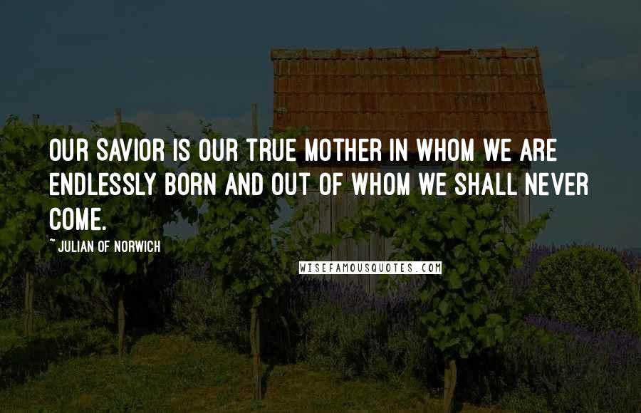 Julian Of Norwich Quotes: Our Savior is our true Mother in whom we are endlessly born and out of whom we shall never come.