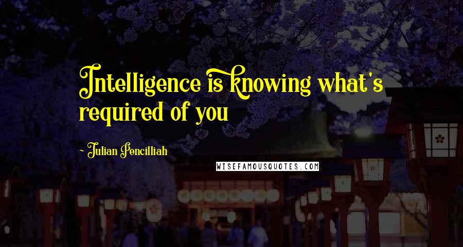 Julian Pencilliah Quotes: Intelligence is knowing what's required of you