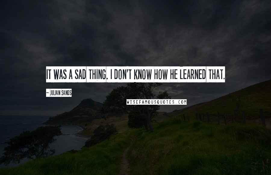 Julian Sands Quotes: It was a sad thing. I don't know how he learned that.