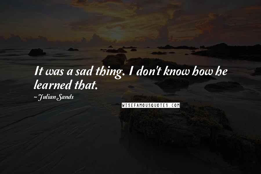 Julian Sands Quotes: It was a sad thing. I don't know how he learned that.