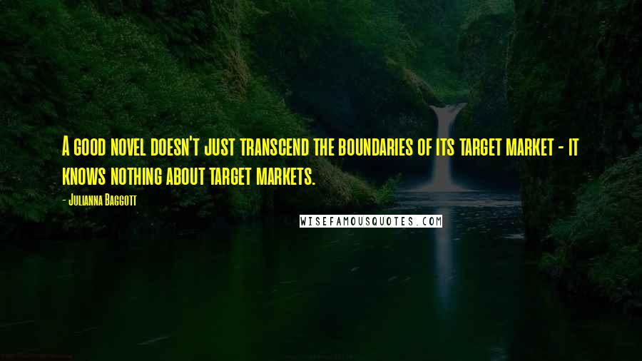 Julianna Baggott Quotes: A good novel doesn't just transcend the boundaries of its target market - it knows nothing about target markets.