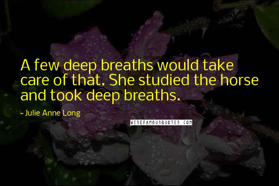 Julie Anne Long Quotes: A few deep breaths would take care of that. She studied the horse and took deep breaths.