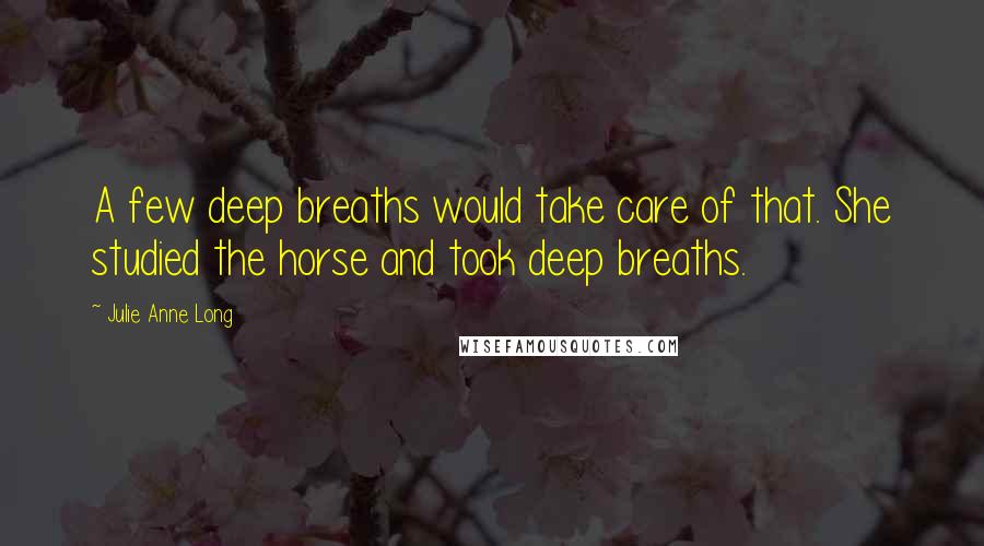 Julie Anne Long Quotes: A few deep breaths would take care of that. She studied the horse and took deep breaths.