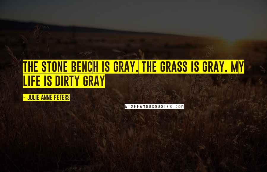 Julie Anne Peters Quotes: The stone bench is gray. The grass is gray. My life is dirty gray