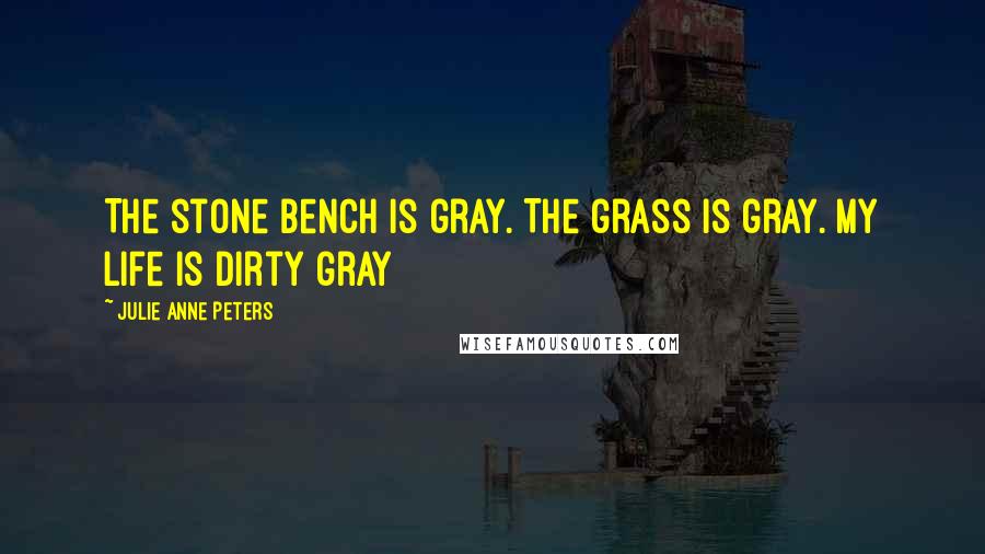 Julie Anne Peters Quotes: The stone bench is gray. The grass is gray. My life is dirty gray