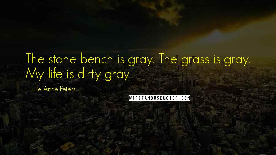 Julie Anne Peters Quotes: The stone bench is gray. The grass is gray. My life is dirty gray