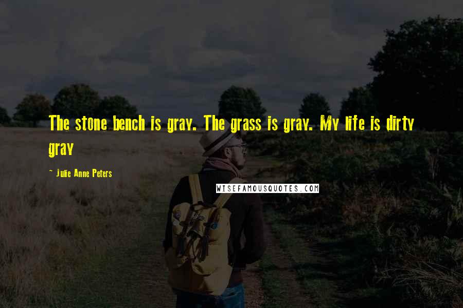 Julie Anne Peters Quotes: The stone bench is gray. The grass is gray. My life is dirty gray