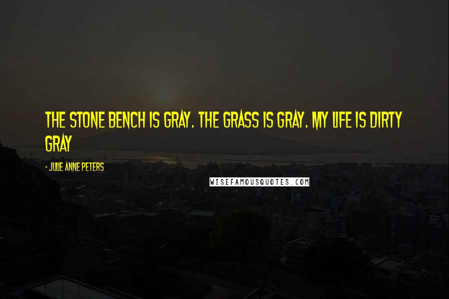 Julie Anne Peters Quotes: The stone bench is gray. The grass is gray. My life is dirty gray