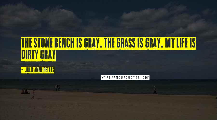 Julie Anne Peters Quotes: The stone bench is gray. The grass is gray. My life is dirty gray