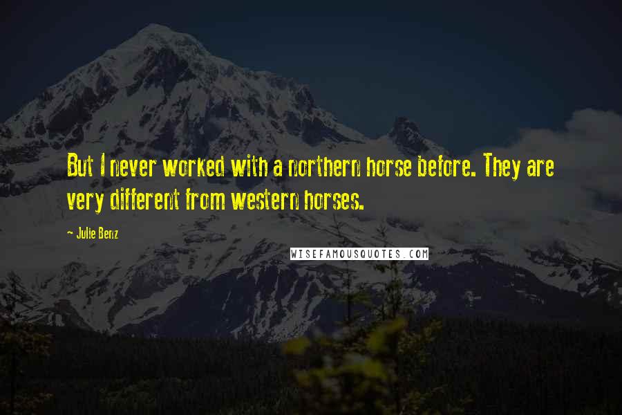 Julie Benz Quotes: But I never worked with a northern horse before. They are very different from western horses.