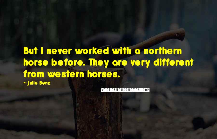 Julie Benz Quotes: But I never worked with a northern horse before. They are very different from western horses.