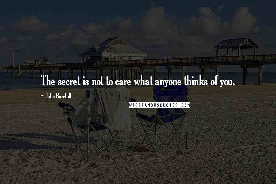 Julie Burchill Quotes: The secret is not to care what anyone thinks of you.