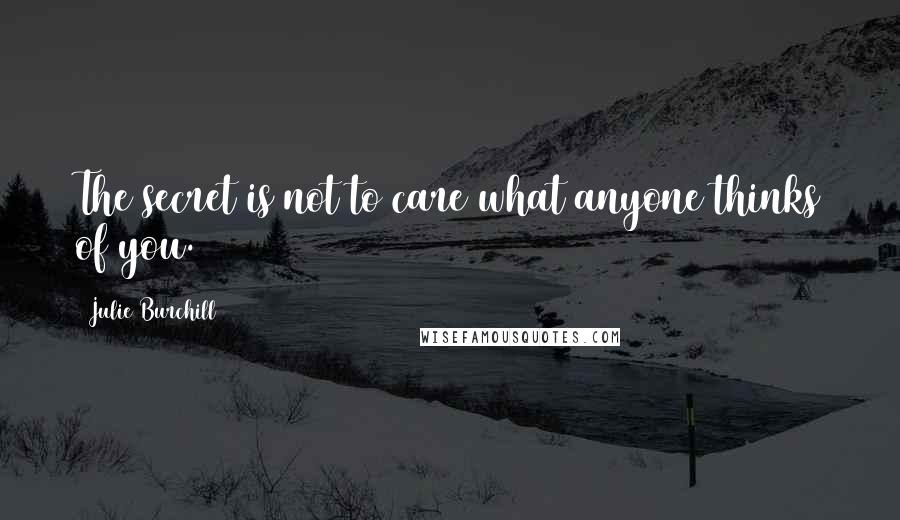 Julie Burchill Quotes: The secret is not to care what anyone thinks of you.