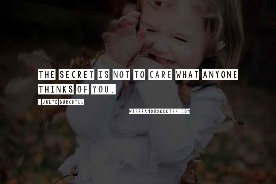 Julie Burchill Quotes: The secret is not to care what anyone thinks of you.