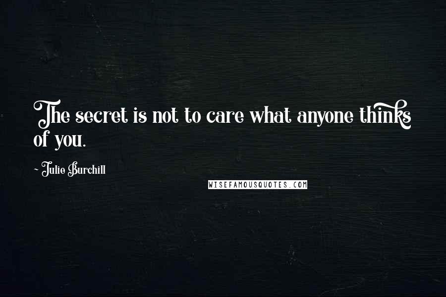 Julie Burchill Quotes: The secret is not to care what anyone thinks of you.