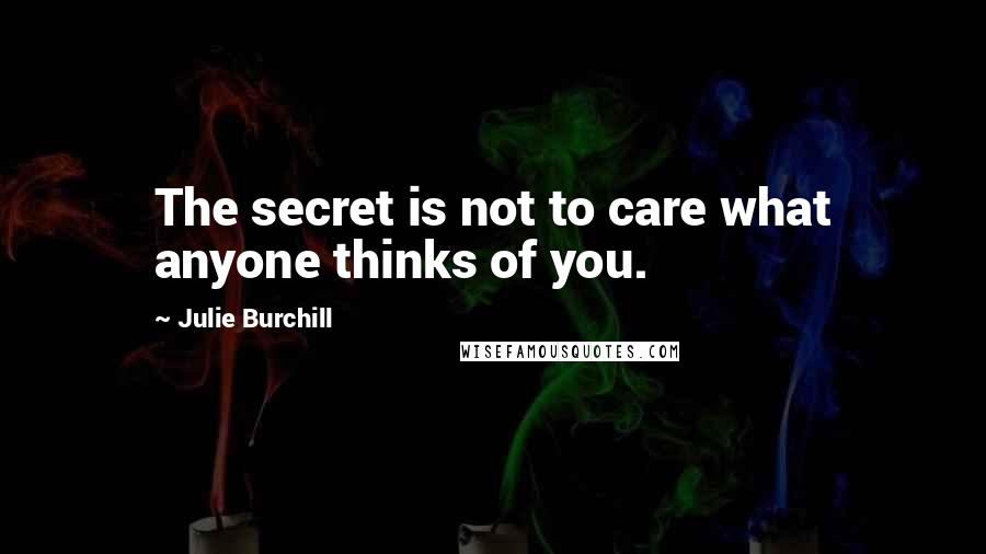 Julie Burchill Quotes: The secret is not to care what anyone thinks of you.