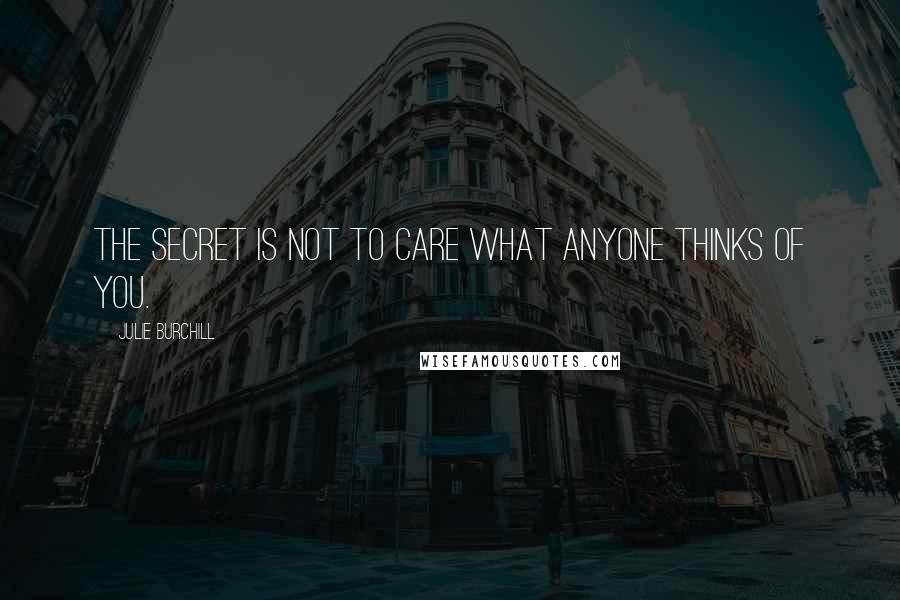 Julie Burchill Quotes: The secret is not to care what anyone thinks of you.