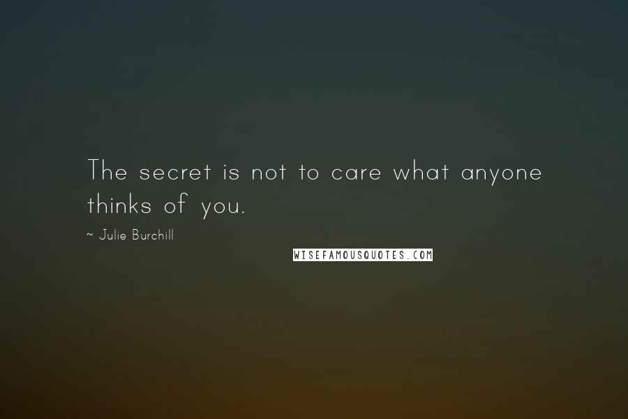 Julie Burchill Quotes: The secret is not to care what anyone thinks of you.