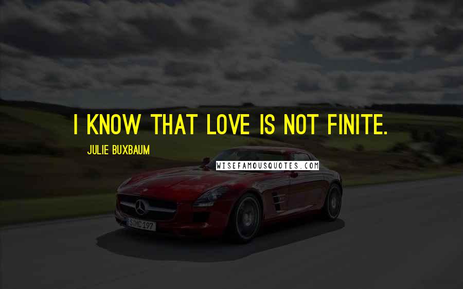 Julie Buxbaum Quotes: I know that love is not finite.