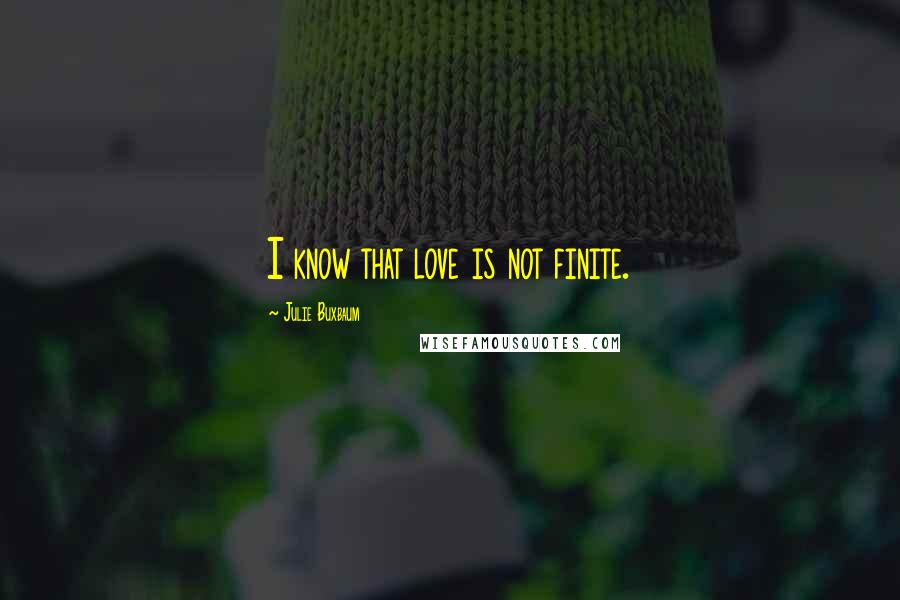 Julie Buxbaum Quotes: I know that love is not finite.