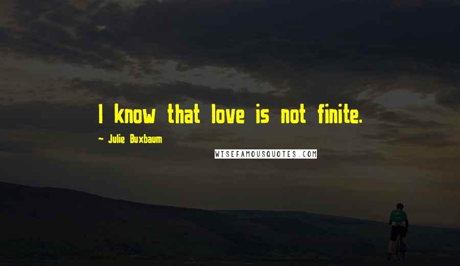 Julie Buxbaum Quotes: I know that love is not finite.