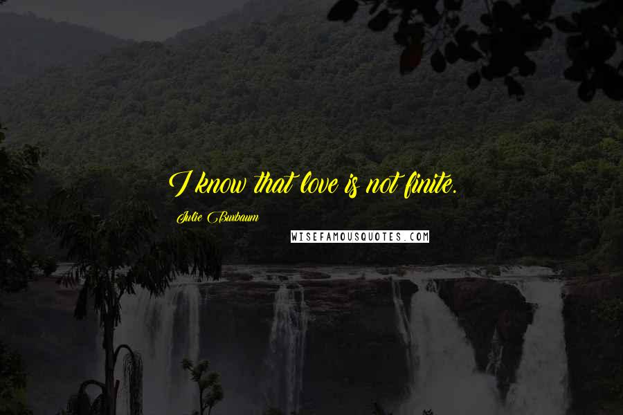 Julie Buxbaum Quotes: I know that love is not finite.