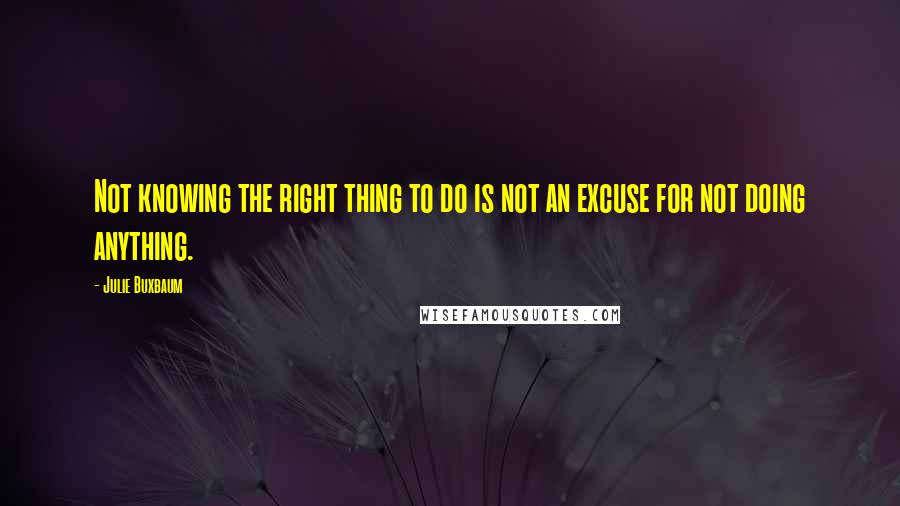 Julie Buxbaum Quotes: Not knowing the right thing to do is not an excuse for not doing anything.