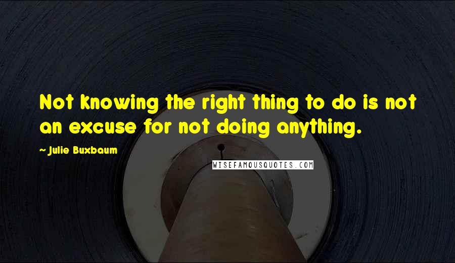 Julie Buxbaum Quotes: Not knowing the right thing to do is not an excuse for not doing anything.