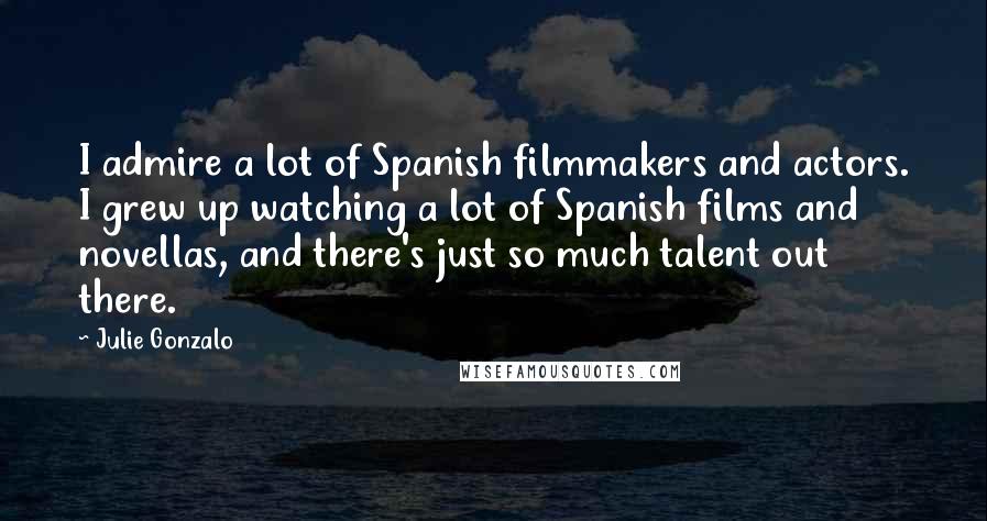 Julie Gonzalo Quotes: I admire a lot of Spanish filmmakers and actors. I grew up watching a lot of Spanish films and novellas, and there's just so much talent out there.