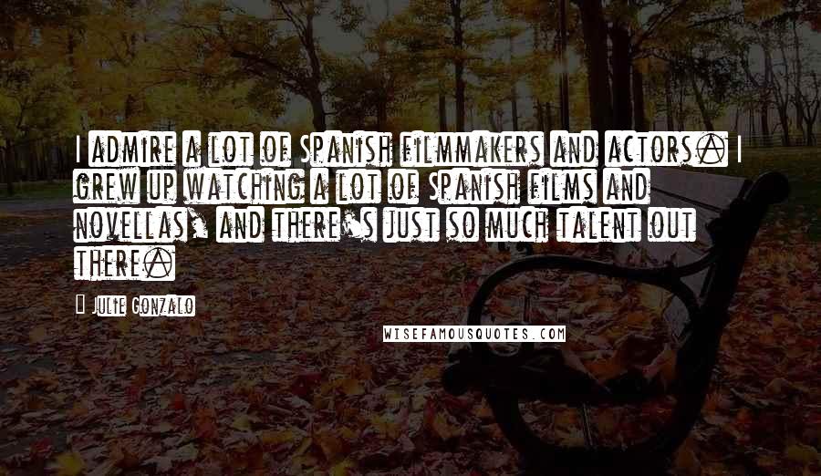 Julie Gonzalo Quotes: I admire a lot of Spanish filmmakers and actors. I grew up watching a lot of Spanish films and novellas, and there's just so much talent out there.