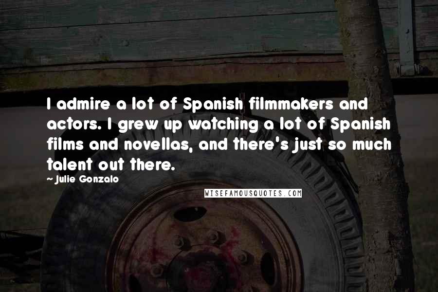 Julie Gonzalo Quotes: I admire a lot of Spanish filmmakers and actors. I grew up watching a lot of Spanish films and novellas, and there's just so much talent out there.