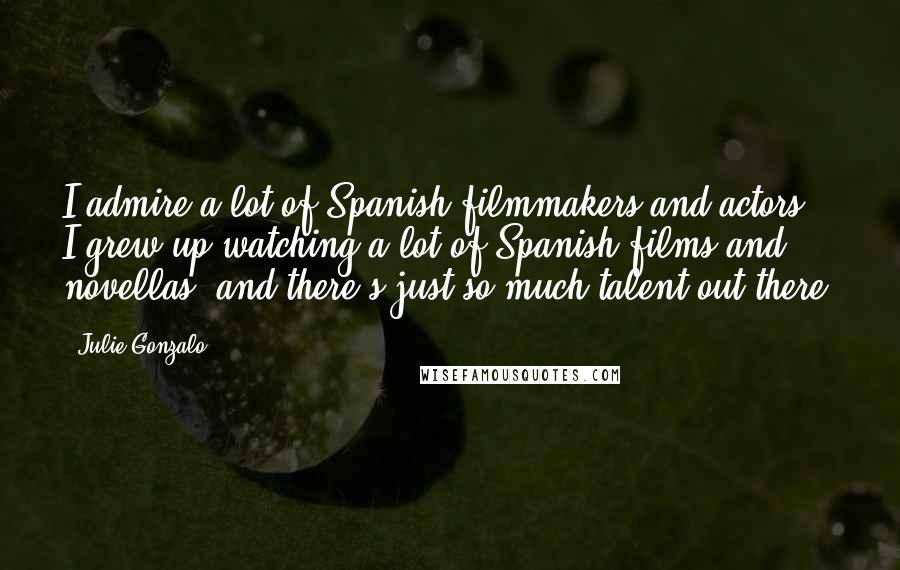 Julie Gonzalo Quotes: I admire a lot of Spanish filmmakers and actors. I grew up watching a lot of Spanish films and novellas, and there's just so much talent out there.